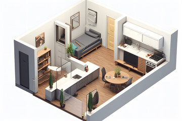 Fototapeta premium interor design from an architect illustration, 3d interior illustration of a penthouse, interior design plan, interior design concept plan
