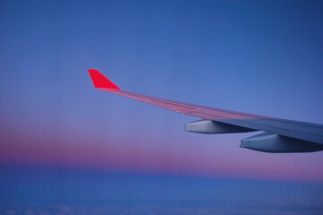 Airplane wing and beautiful sky