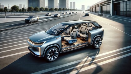 Futuristic Low-Cost Hybrid Compact SUV for Four Passengers