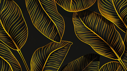 Gold leaf pattern on black background.
