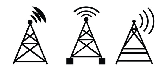 Fototapeta premium Antenna icon isolated on transparent background. Radio antenna wireless. Technology and network signal radio antenna. Flat design. radio tower design. eps10.