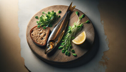 Smoked fish with dill and bread