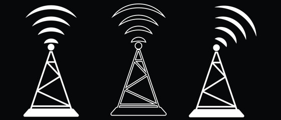 Communication Tower, in line design. Radio tower, telecommunication, signal, broadcasting, cellular tower, antenna vector. Communication Tower editable stroke icon. Eps 10.