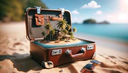 Tropical Vacation Escape in a Travel Suitcase