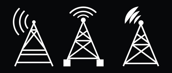 Communication Tower, in line design. Radio tower, telecommunication, signal, broadcasting, cellular tower, antenna vector. Communication Tower editable stroke icon. Eps 10.