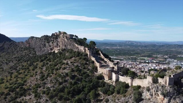 Spain Xativa Castle Drone view