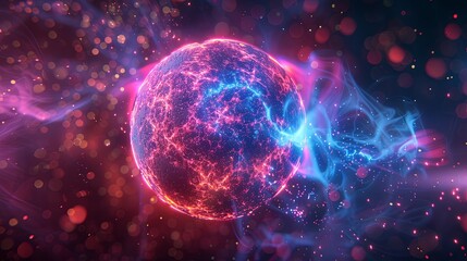 Fototapeta premium Energy particle sphere wallpaper background 