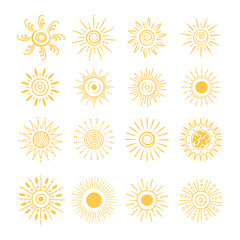 Fototapeta premium Sun hand drawn abstract vector collection