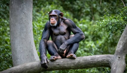 a dominant alpha male chimpanzee keeping a watchfu upscaled 38