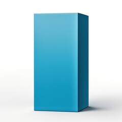 Blue tall product box copy space is isolated against a white background for ad advertising sale alert or news blank copyspace for design text photo website 