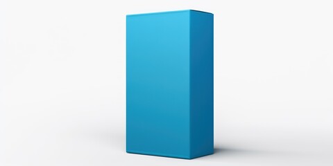 Blue tall product box copy space is isolated against a white background for ad advertising sale alert or news blank copyspace for design text photo website 