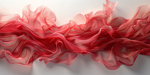 A painting of a red and white wave displayed on a clean white wall Canada Day