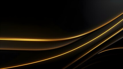 Glowing dark gold Neon Lights in the Dark. Elegant Background with Copy Space