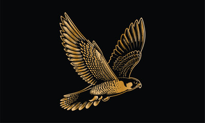 golden eagle in flight, peregrine falcon logo design