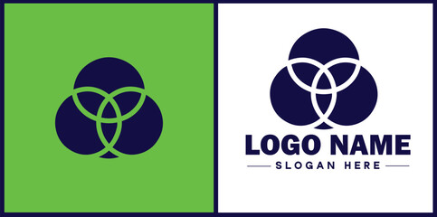 venn diagram icon Set diagram Logical diagram Intersection flat logo sign symbol editable vector