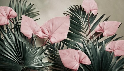 pink tropical leaves motherrs day illustration by vita
