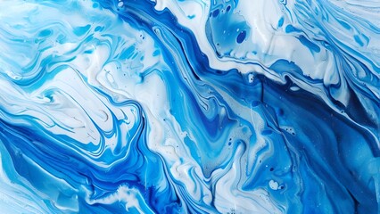 Obraz premium Blue and white abstract painting with swirls of color and a fluid texture