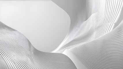 White abstract 3D background with smooth wavy shapes and lines