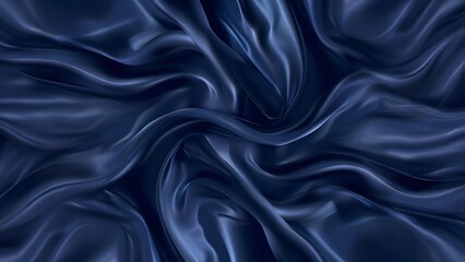 Abstract elegant dark blue silk or satin fabric with soft pleats and folds as a background