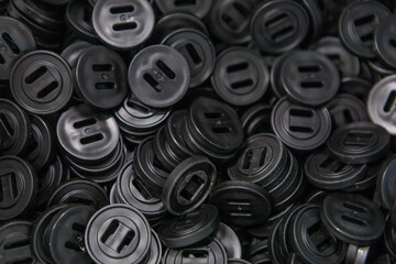 Close-up view of a black button.