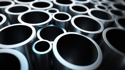 A close up of many metal pipes.