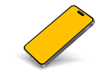 Realistic smartphone mockup. Mobile phone vector with isolated on white background. Device front view. 3D mobile phone with shadow. Realistic, high quality smart phone mockup for ui ux presentation.