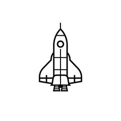 Obraz premium Minimalist black and white illustration of a space shuttle.