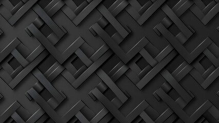 Abstract 3D dark geometric pattern with overlapping diagonal black stripes
