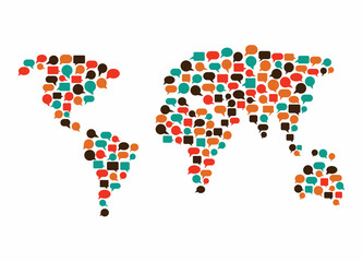 text bubbles shape of world map