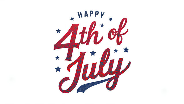 happy 4th of july on white background 