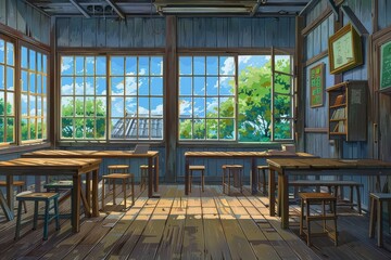 Classroom Anime Background