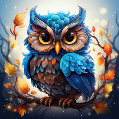 Obraz premium Watercolor Stardust owl, clipart Illustration, Generative Ai