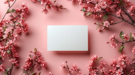 Blank business card on leaves background