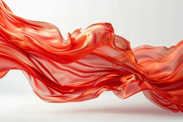 Elegant Red Silk Fabric Flowing Gracefully in Studio