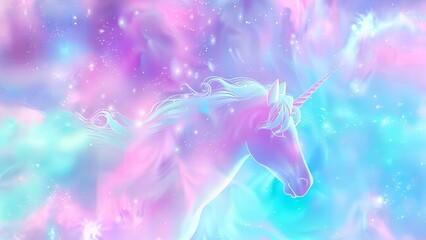 Obraz premium Graceful Unicorn in Magical Pastel Galaxy