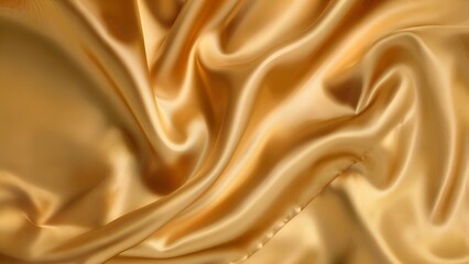 Obraz premium Golden silk fabric with smooth and soft waves, elegant and shiny satin textile background