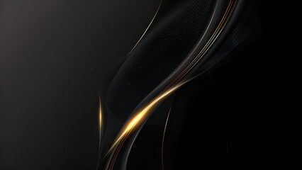 Abstract black and gold luxury background with smooth liquid wave and golden light lines