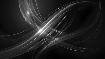 Black and white abstract background with smooth elegant light gray and silver waves