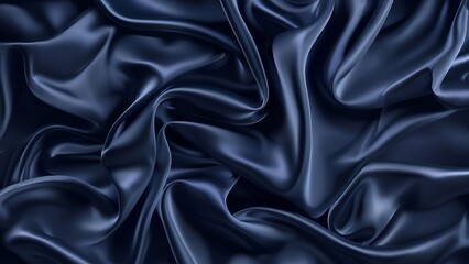 Fototapeta premium Abstract 3D rendering of elegant dark blue silk or satin fabric with soft waves
