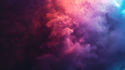 Colorful smoke of blue, pink, and purple on a black background