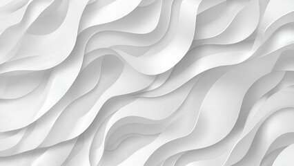 Abstract white waves background with smooth flowing lines, minimalist geometric pattern for modern design