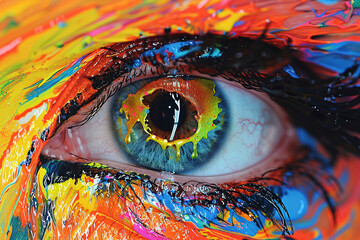 Abstract Artistry: Vibrant Eye Close-Up