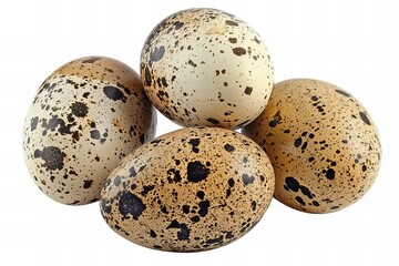 Obraz premium Four Natural Quail Eggs with Unique Spotted Patterns