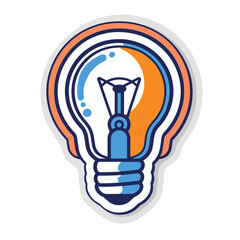 Colorful illustration of a lightbulb with orange and blue accents.