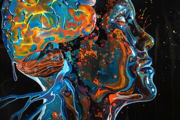 Naklejka premium Neurographic art captures intricate patterns in vibrant colors, invoking creativity and mindfulness