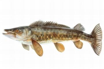 Naklejka premium Realistic Sturgeon Fish Illustration Isolated on White