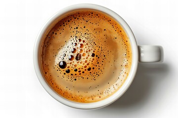 Close-Up of Freshly Brewed Coffee in White Cup