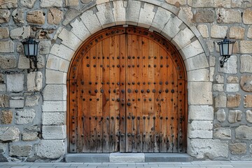 Large Wooden Doors on a Historic Medieval Castle