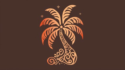 Fototapeta na wymiar Burrito restaurant style logo mayan palm tree in a single-stroke style , generated with ai