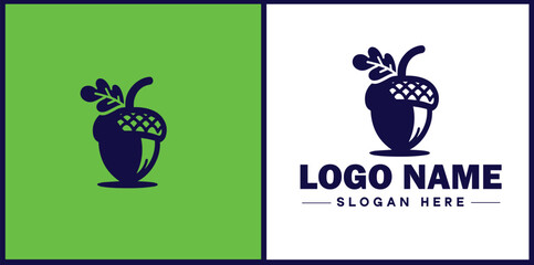 acorn icon Oak nut Acorn nut Acorn seed flat logo sign symbol editable vector